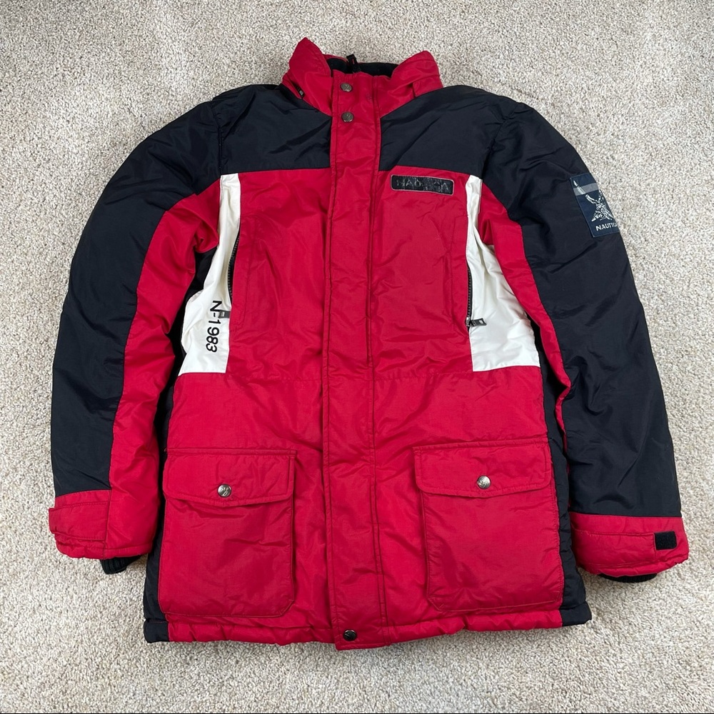 Red Nautica Winter puffer jacket heavyweight coat